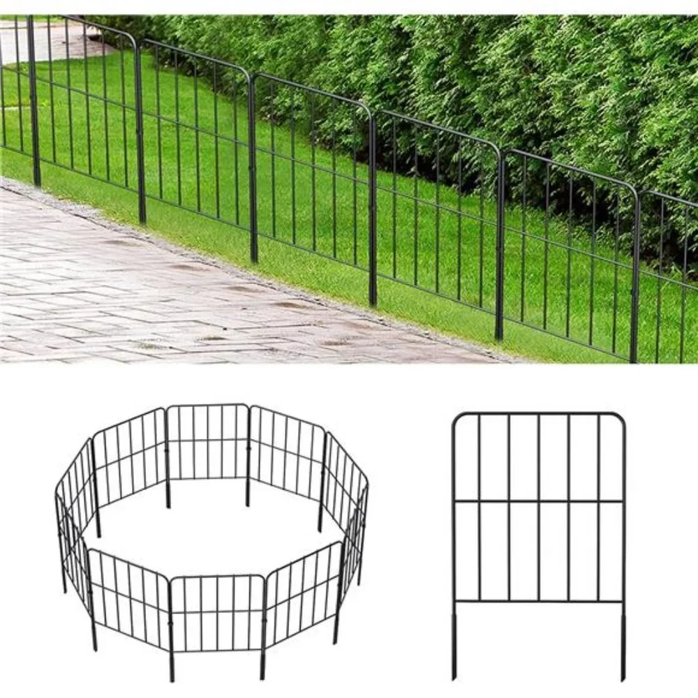 Decorative Garden Fence 10 Pack, 10ft (L) x 24in (H) No Dig Rustproof Metal Wire